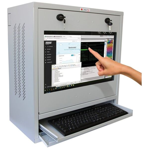 Techly Szafa na Komputer Przemysłowy PC i Monitor Dotykowy 22"