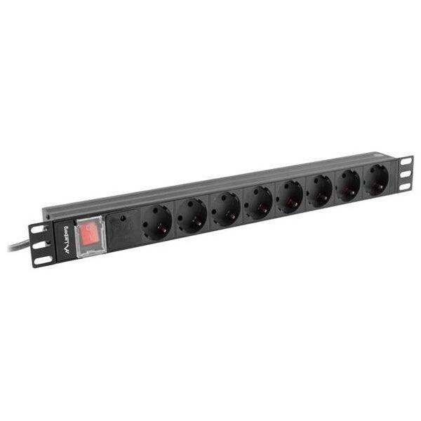 Lanberg Listwa zasilania PDU 1U 8x Schuko 16A 2m (PDU-08E-0200-BK)