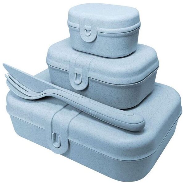 Koziol Zestaw 3 lunchboxów ze sztućcami Pascal ready organic blue 3168671