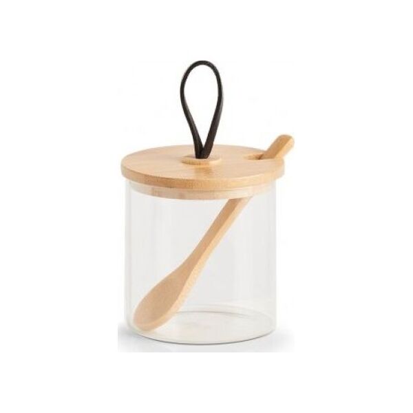 Zeller Słoik do przechowywania z łyżeczką i bambusową pokrywką, 350 ml, 8x8,5 cm