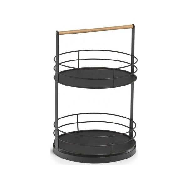Zeller Taca do serwowania, 2-piętrowa, metal / drewno, czarny, wysokość: 43 cm