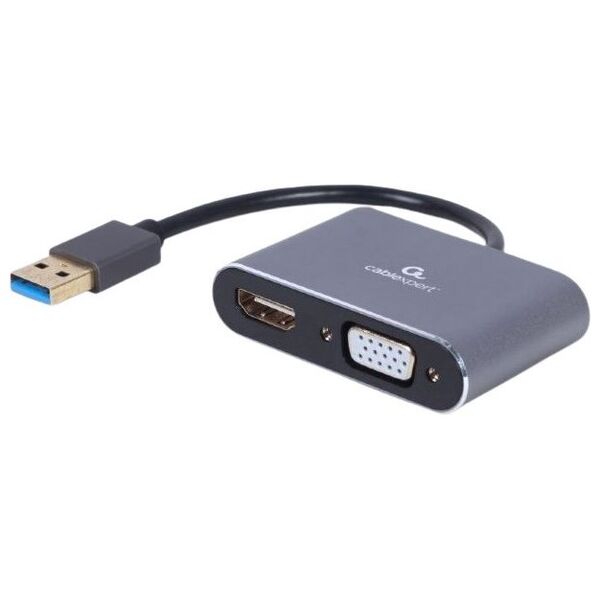 Stacja/replikator Cablexpert A-USB3-HDMIVGA-01 USB - HDMI - VGA Szary  (A-USB3-HDMIVGA-01)