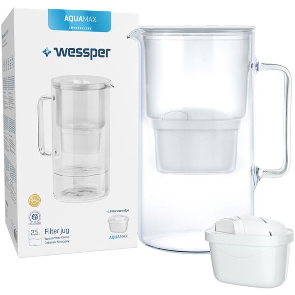 Dzbanek filtrujący Wessper Aquamax Crystalline biały + 1 wkład