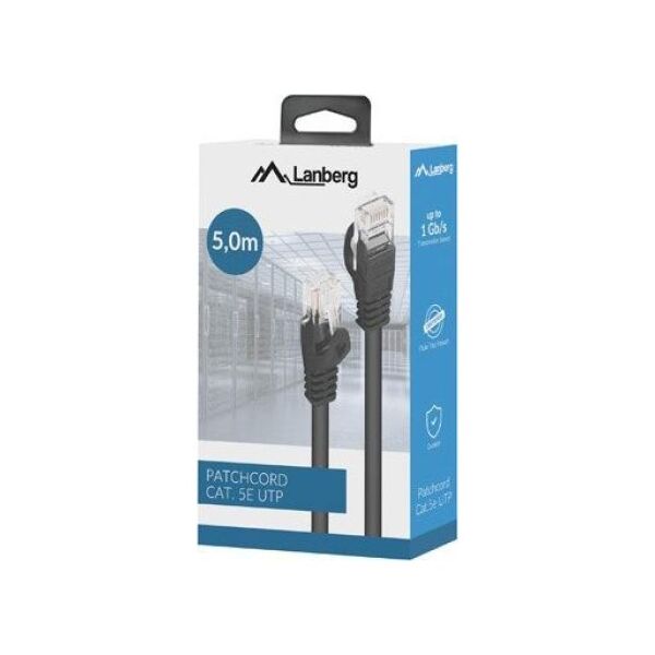 Lanberg PATCHCORD KAT.5E UTP 5M CZARNY BOX FLUKE PASSED LANBERG