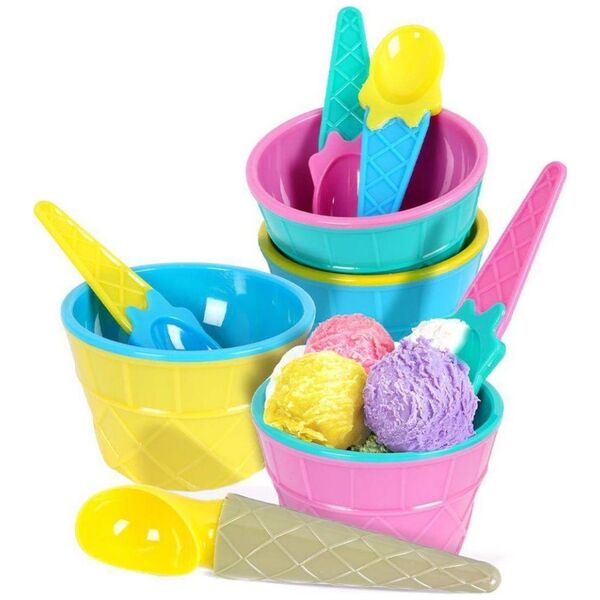 Excellent Houseware Kubeczki pucharki do lodów z łyżeczkami gałkownica zestaw 9 elementów