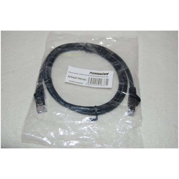PremiumCord PREMIUMCORD Patch kabel CAT6a S-FTP, RJ45-RJ45, AWG 26/7 1m černá