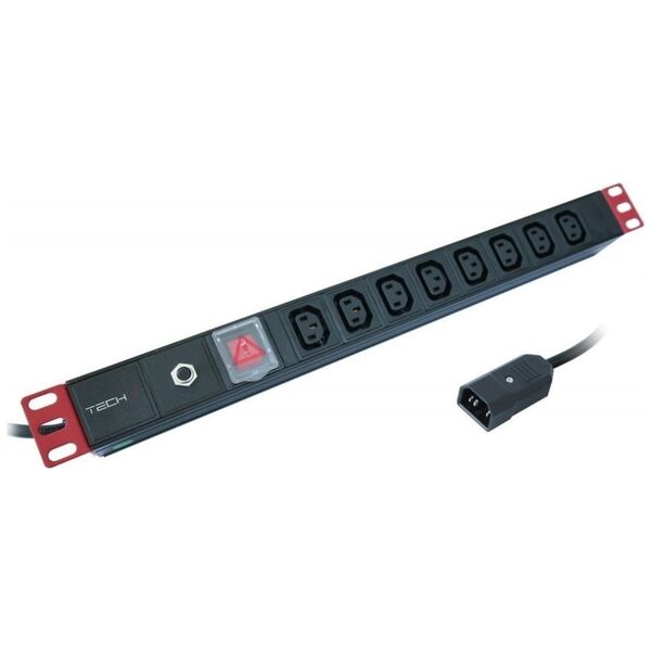 Techly Techly Listwa Zasilająca Rack 1U 8x Gniazdo C13 Kabel C14 do UPS 2m
