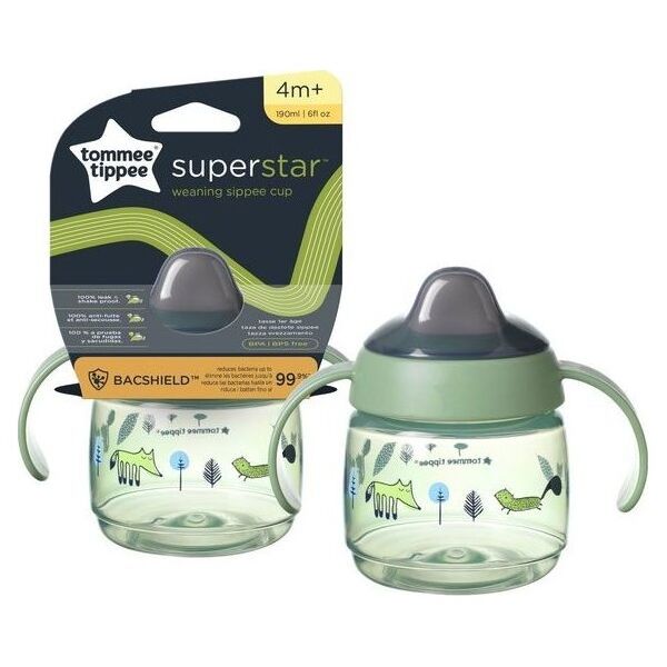 Tommee Tippee 478269 KUBEK SUPERSTAR Z UCHYTAMI 190ML 4+ ZIELONY