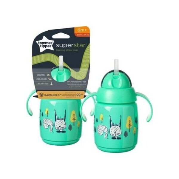 Tommee Tippee 478306 KUBEK SUPERSTAR ZE SŁOMKĄ 300ML 6+ ZIELONY