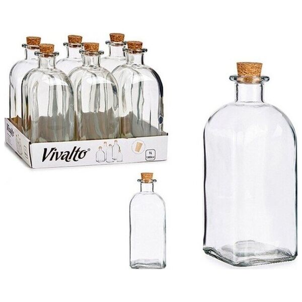 Vivalto Kryztałowa butelka Vivalto Przezroczysty Korek Szkło (1000 ml)