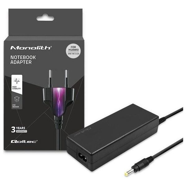Zasilacz do laptopa Qoltec Zasilacz do Huawei 65W | 19V | 3.42A | 4.0*1.7 |+kabel zasilający
