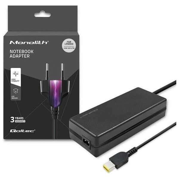 Zasilacz do laptopa Qoltec Zasilacz do Lenovo 135W | 20V | 6.75A | slim tip+pin | +kabel zasilający