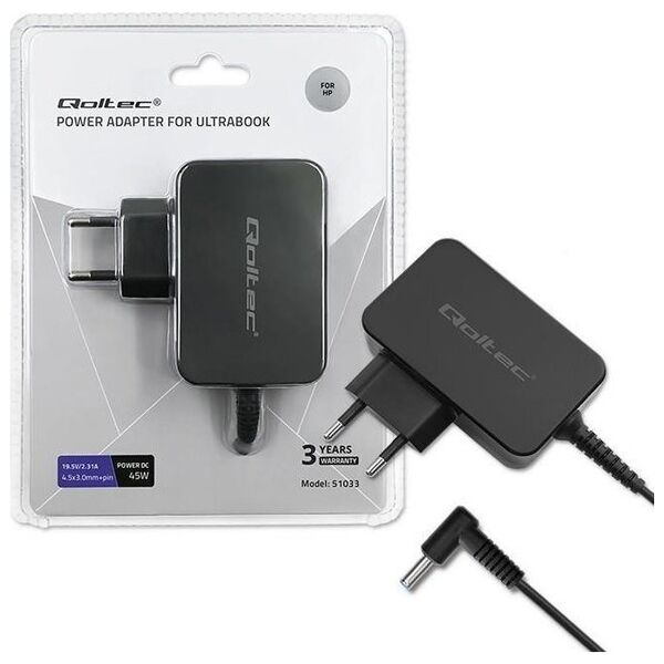 Zasilacz do laptopa Qoltec Zasilacz do ultrabooka HP 45W | 19.5V | 2.31A | 4.5x3.0+pin