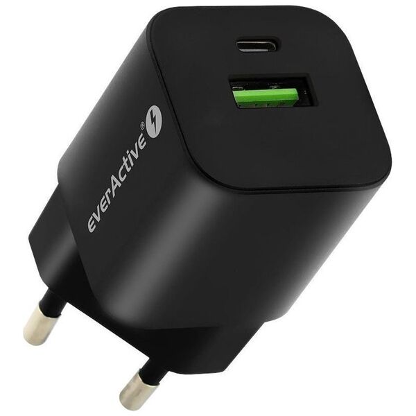 Ładowarka EverActive Ładowarka sieciowa everActive GaN SC-390QB z gniazdem USB QC3.0 oraz USB-C PD PPS 30W