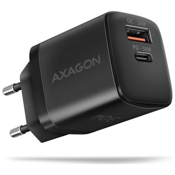 Ładowarka Axagon ACU-PQ30 Ładowarka sieciowa, PD & QC 30W, QC3.0,4.0/AFC/FCP/PPS/Apple, Czarna