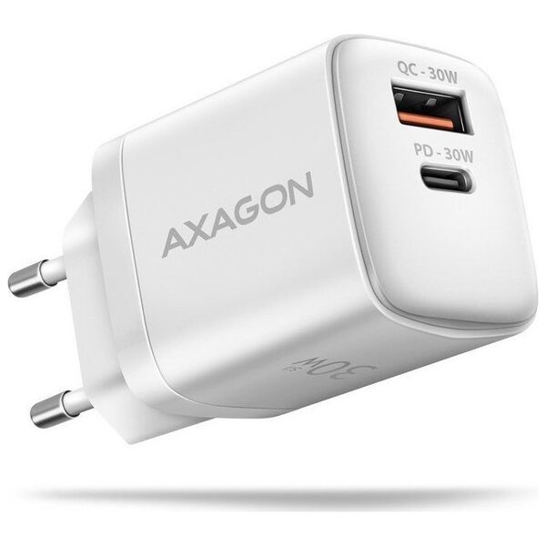 Ładowarka Axagon ACU-PQ30W Ładowarka sieciowa PD & QC 30W, QC3.0,4.0/AFC/FCP/PPS/Apple Biała