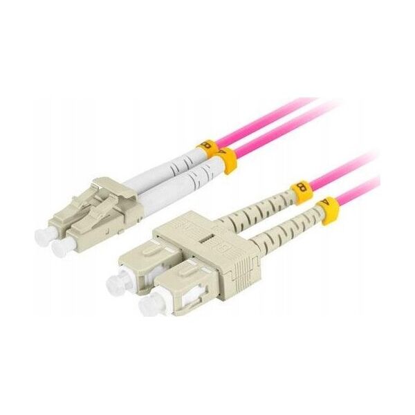 Lanberg LANBERG Patchcord Światłowodowy MM LC/UPC-SC/UPC Duplex 3.0mm OM4 50/125 LSZH 5M Fioletowy