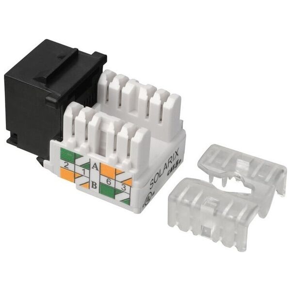 Solarix Zaciskany keystone Solariź CAT5E UTP RJ45 czarny, podłączenie 90°