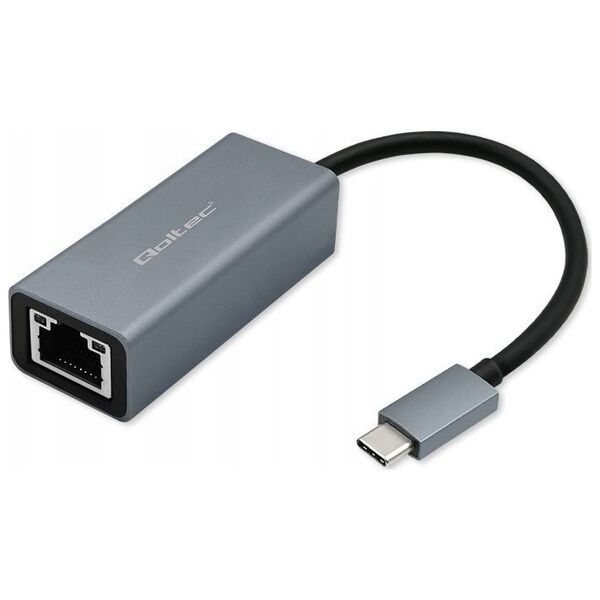 Karta sieciowa Qoltec Kabel adapter Qoltec USB-C na RJ45 Ethernet | 1000Mb/s | Aluminiowa obudowa