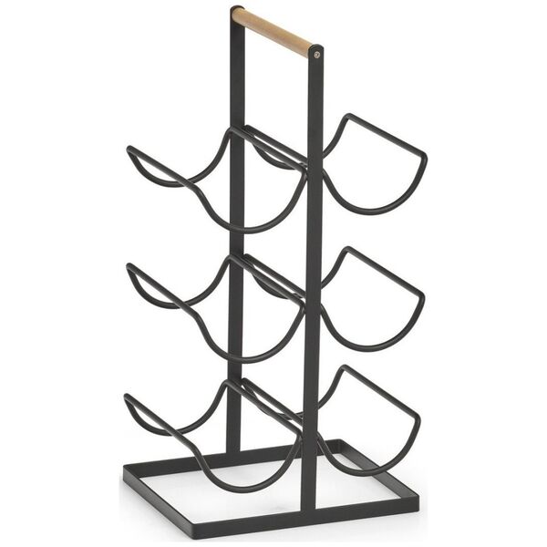 Zeller Stojak na wino metalowy, 6-ramienny, 46 cm, kolor czarny, ZELLER
