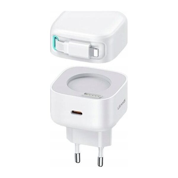 Ładowarka Usams Ładowarka sieciowa USAMS US-CC202 USB-C + kabel Lighning PD QC 35W biały/white