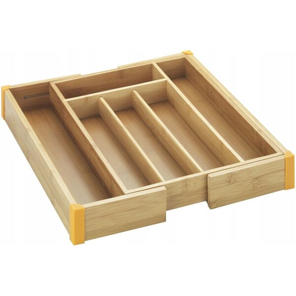 Maximex Rozsuwany pojemnik na sztućce BAMBOO, wkład do szuflady, 25,5 - 38 x 36 x 5 cm