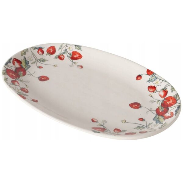 Boltze Półmisek ceramiczny EMILY, wzór w poziomki, 29 x 18 cm