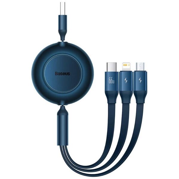 Baseus Καλώδιο USB 3σε1 για MicroUSB/USB-C/Lightning Bright Mirror 3 66W/2A 1.1m Μπλε (CAMJ010103) (BASCAMJ010103) έως 12 άτοκες Δόσεις