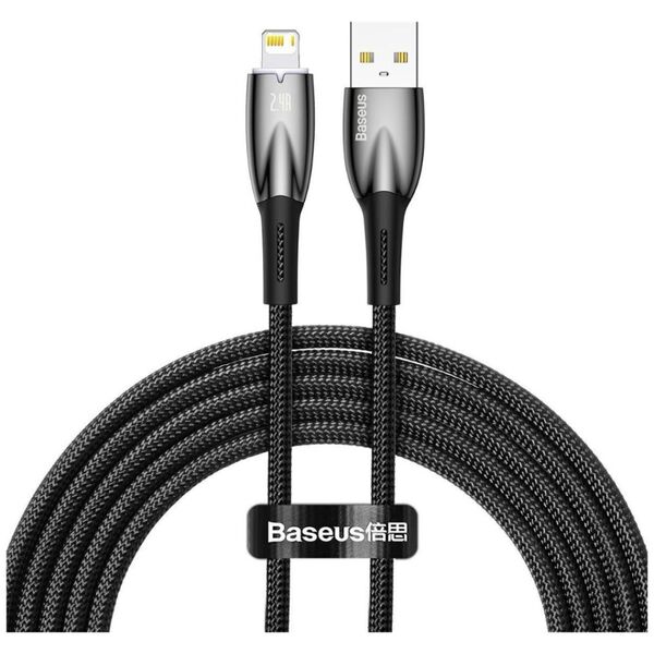 Baseus Καλώδιο USB σε Lightning Glimmer Series 2.4A 2m Μαύρο (CADH000301) (BASCADH000301) έως 12 άτοκες Δόσεις