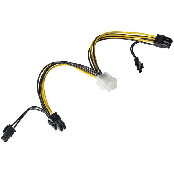 Akyga PCIe 6-pin - PCIe 8-pin x2, 0.15m, Żółty (AK-CA-55)