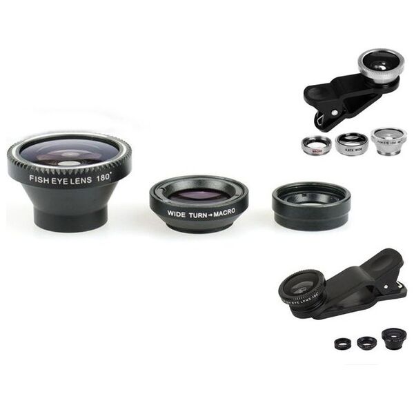 Xrec Obiektyw 3w1 (fish Eye | Makro | Wide Angel) Do Telefonu / Smartfona - Czarny