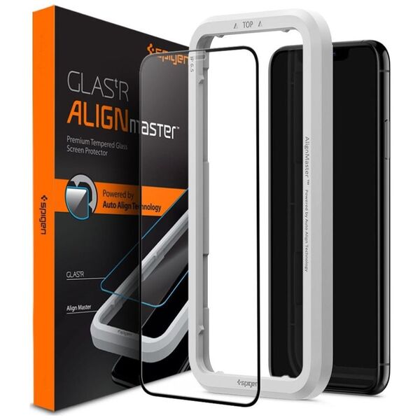 Spigen SZKŁO HARTOWANE SPIGEN ALM GLASS FC IPHONE 11 BLACK