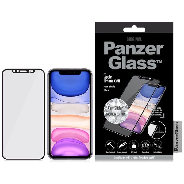 PanzerGlass Szkło hartowane do iPhone XR/11 - CamSlider z kryształkiem Swarovski (2681)