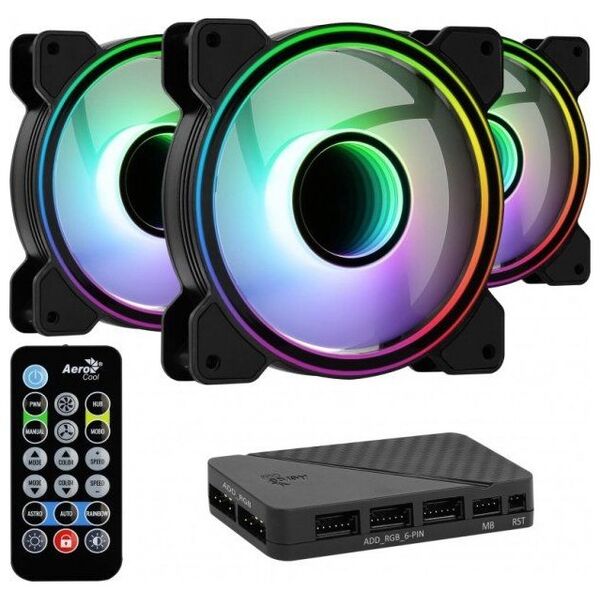 Wentylator Aerocool Mirage 12 ARGB Pro 3-pack + Hub + Pilot (AEROPGSMIRAGE12-A-P)