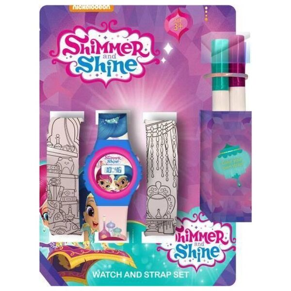 Kids Euroswan Zestaw zegarek cyfrowy z paskami do kolorowania i markerami Shimmer i Shine SH17056 Kids Euroswan