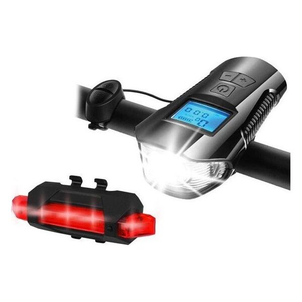 LTC PS Zestaw rowerowy z licznikiem, 1 x LED SMD 10 W, 1000 lm + 5 x LED SMD 50 lm, akumulator 1200/300 mAh, klakson, Micro USB.
