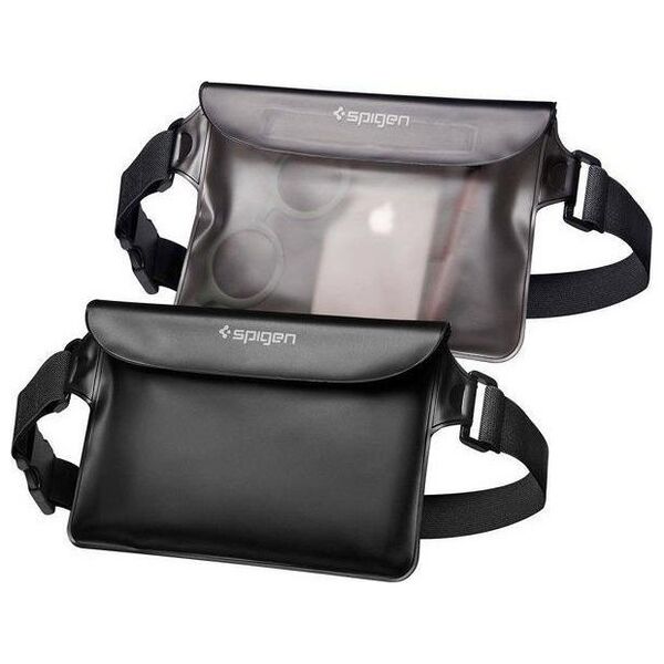 Spigen Spigen Universal Waterproof Waist Bag czarny/black 2 szt. uniwersalna biodrowa saszetka wodoodporna AMP04531
