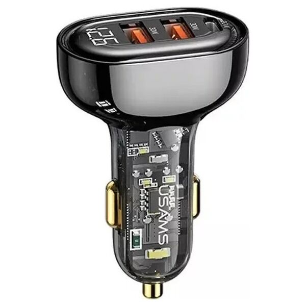 Ładowarka Usams Ładowarka samochodowa USAMS 2xUSB+1xUSB-C 80W Fast Charge czarny/black (US-CC159)