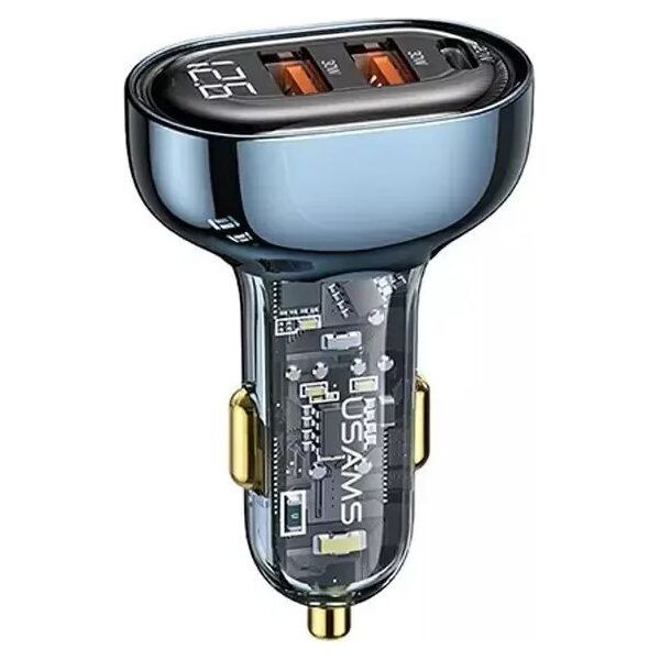 Ładowarka Usams Ładowarka samochodowa USAMS 2xUSB+1xUSB-C 80W Fast Charge niebieski/blue (US-CC159)