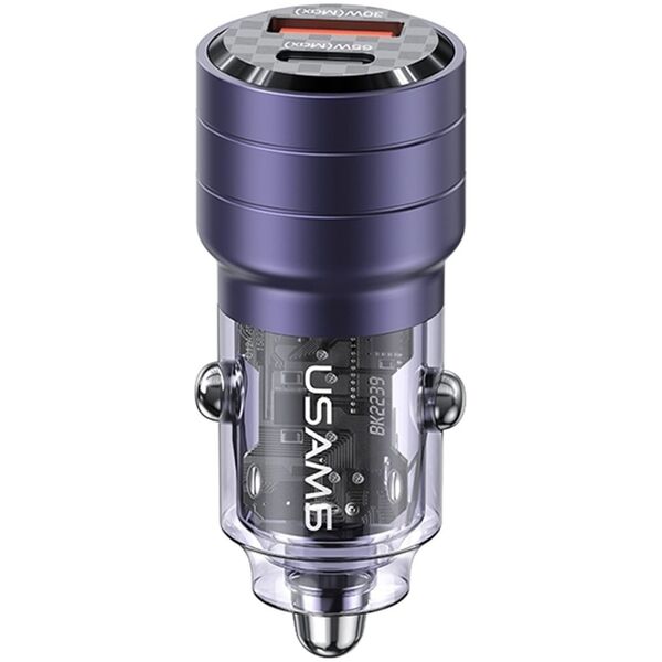 Ładowarka Usams Ładowarka samochodowa USAMS C36 USB-A+USB-C 95W Fast Charge fioletowy/purple (US-CC176)