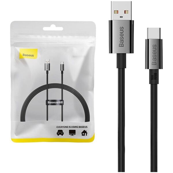 Kabel USB Baseus USB-A - USB-C 1 m Czarny (P10320102114-00)