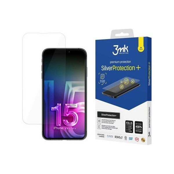 3MK Silver Protect+ iPhone 15 Plus 6.7" Antymikrobowa folia montowana na mokro