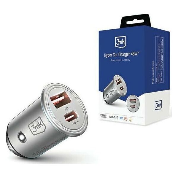 Ładowarka 3MK Hyper Car 1x USB-A 1x USB-C 3 A  (Hyper Car Charger 45W)