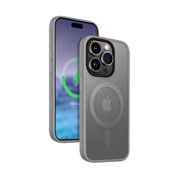 Crong Etui Hybrid Frost MAG Cover iPhone 15 Pro MagSafe Szare