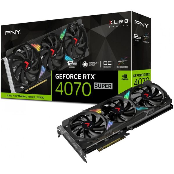 Karta graficzna PNY GeForce RTX 4070 SUPER XLR8 Gaming Verto Epic-X RGB OC 12GB GDDR6X (VCG4070S12TFXXPB1-O)