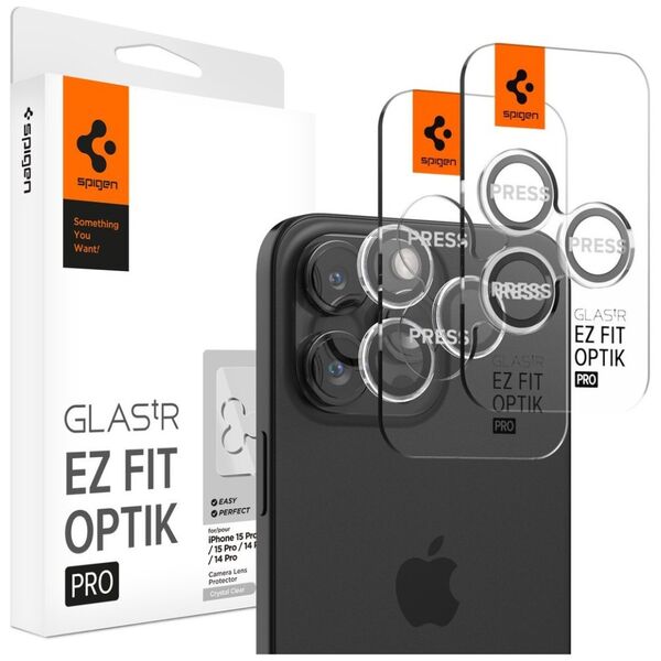 Spigen Szkło na aparat Glas.tR Ez Fit Optik Pro 2-Pack - iPhone 15 Pro / 15 Pro Max / 14 Pro / 14 Pro Max