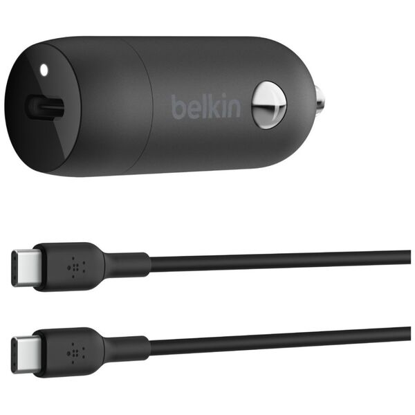 Ładowarka Belkin Ładowarka samochodowa 30W PD PPS Czarna + Kabel USB-C