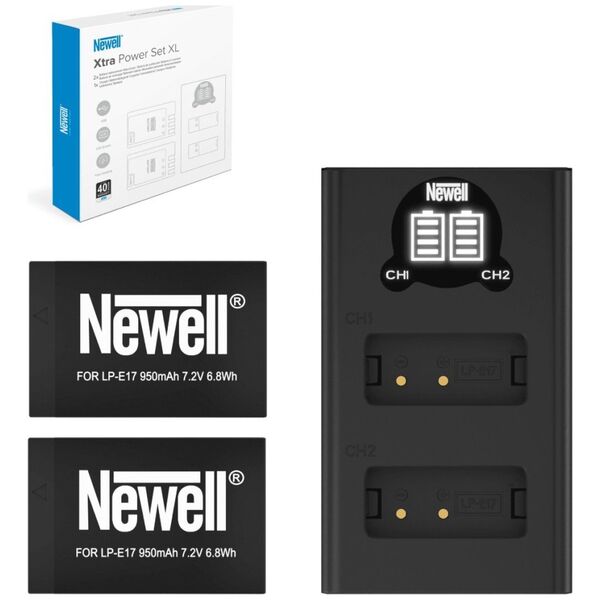 Akumulator Newell NEWELL Ładowarka dwukanałowa DL-USB-C i dwa akumulatory LP-E17 do Canon
