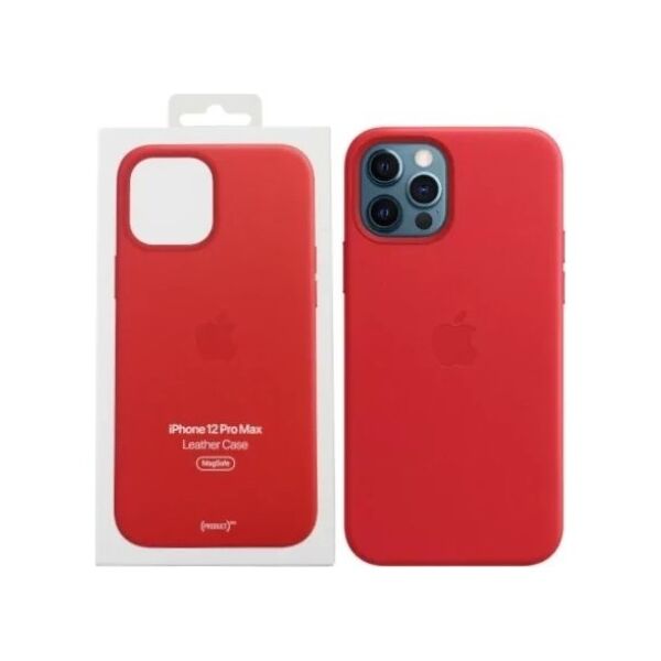 Apple Etui Apple MHKJ3ZE/A iPhone 12 Pro Max 6,7" czerwony/red Leather Case MageSafe