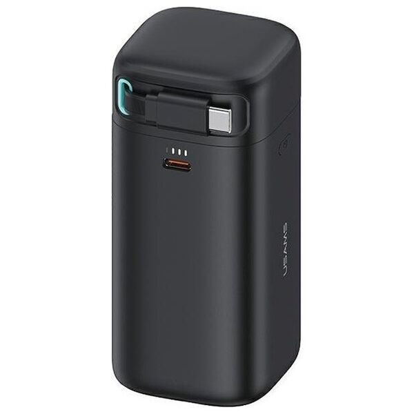 Powerbank Usams USAMS Powerbank ze zwijanym kablem USB-C Retractable 18000 mAh PD45W Fast Charge XMF Series czarny/black 20KCD21601 (US-CD216)